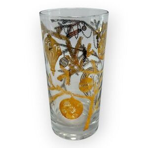 (1) VTG Gold Xmas Ornament Highball Collins Glass 5.5" MCM Barware Replacement